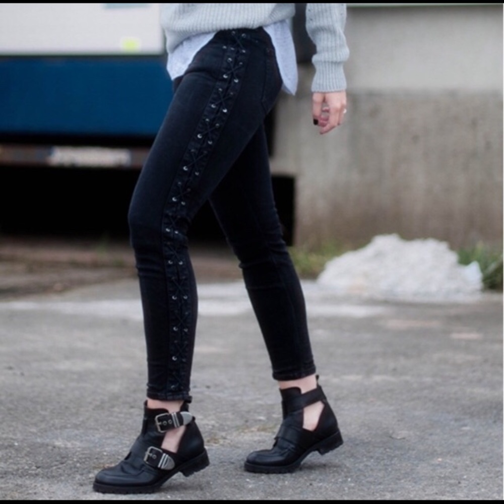 Zara Lace Up Black Jeans